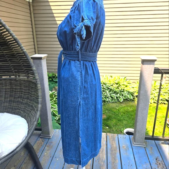 J. Crew Blue Denim Off-Shoulder Dress - Picture 4 of 9